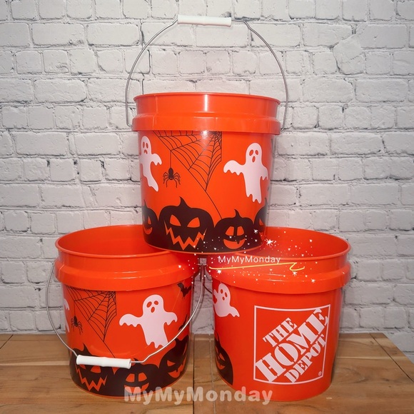 Home Depot Other - 3 X Home Depot Halloween Ghost Pumpkin Bat Trick or Treat Bucket 2 Gal
